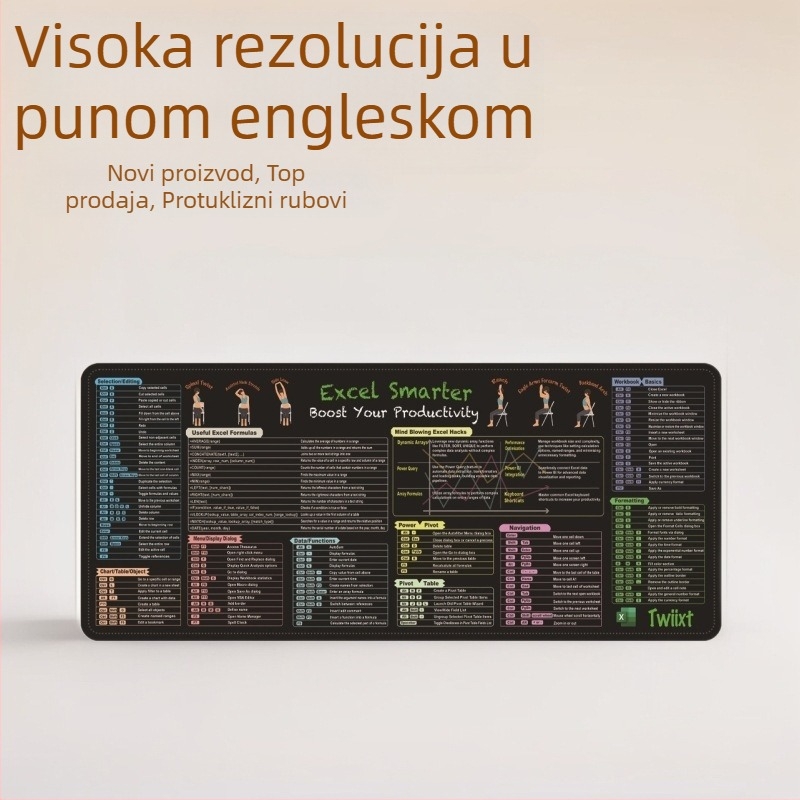 Velika podloga za miš s Jiaji platnom i prirodnom protukliznom gumom, jednostrani, toplinski prijenos, stolna podloga