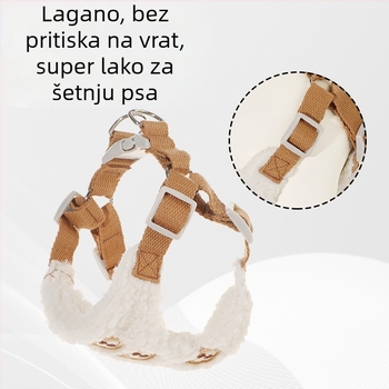 Prilagodljiv set za psa: povodac i prsni remen s plišanim medvjedom od jehnjeće vune
