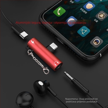 Type-C adapter za slušalice s 3,5 mm izlazom i USB-C punjenjem za telefone s jednim Type-C portom