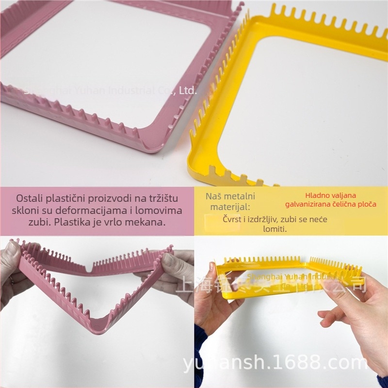 DIY tkalački stan - kvadratni okvir za tkanje, gusto zubi, 18 zuba