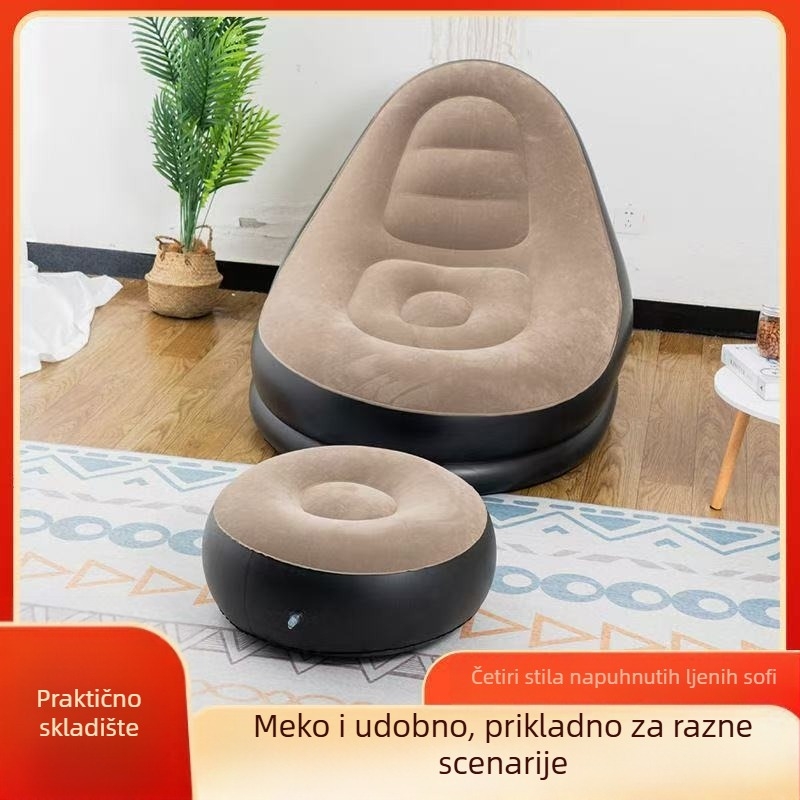 Nafukana sofa s taburetkom za stopala - sklopiva, prijenosna PVC vanjska lounge stolica, za jedno mjesto