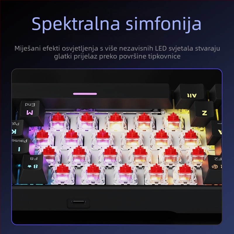 Gaming tipkovnica, 60% raspored, do 87 tipki, žično povezanje, mehanički prekidači