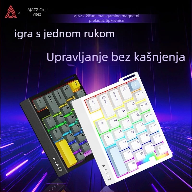 Ajazz AK029 Jednoručna Mehanička Tipkovnica, Plavi Prekidač, RGB Pozadinsko Osvjetljenje, 29 Tipki, Hot-Swappable
