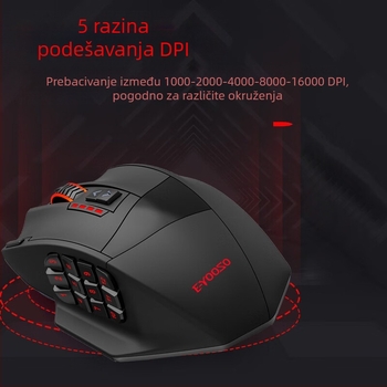 X33 optička gaming miša, dvostruki način (žični i bežični), USB, 16000 DPI, 9 tipki