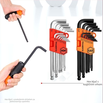 Celtic 27-dijelni set šesterokutnih utičnih ključeva, od krom-vanadij čelika, L-oblik glavom