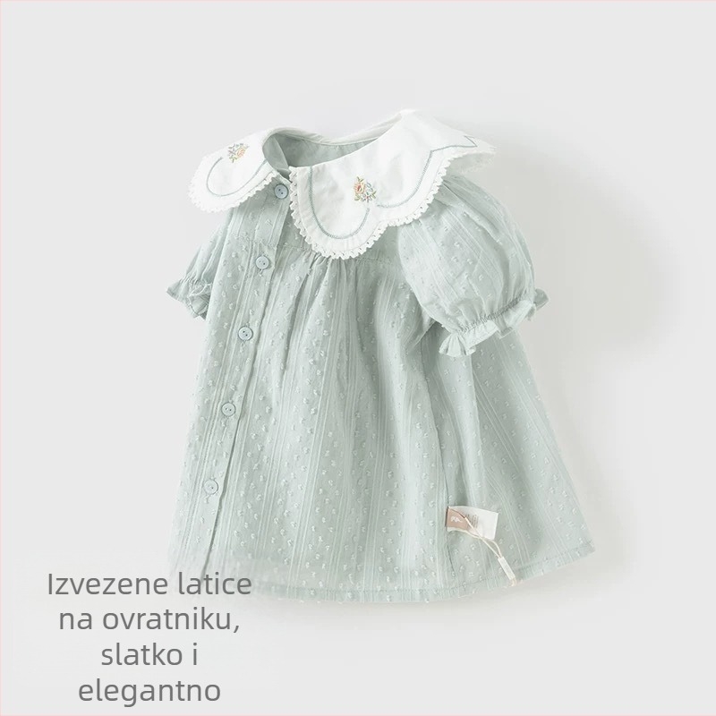 Dječja pamučna košulja, korejski stil, okrugli izrez, kratkih rukava, 100% pamuk