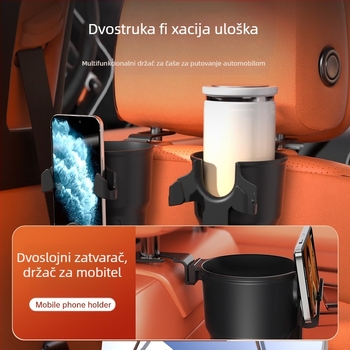 Organizator stražnjeg naslona automobila s držačem za čašu i telefonom, plastika, viseći držač, univerzalna kompatibilnost, moguć ispis logotipa