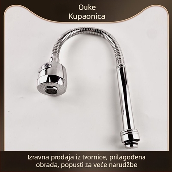 Kuhinjska slavina W-023, nehrđajući čelik, 360° rotirajuća, spiralna ugradnja, elektroplating završna obrada