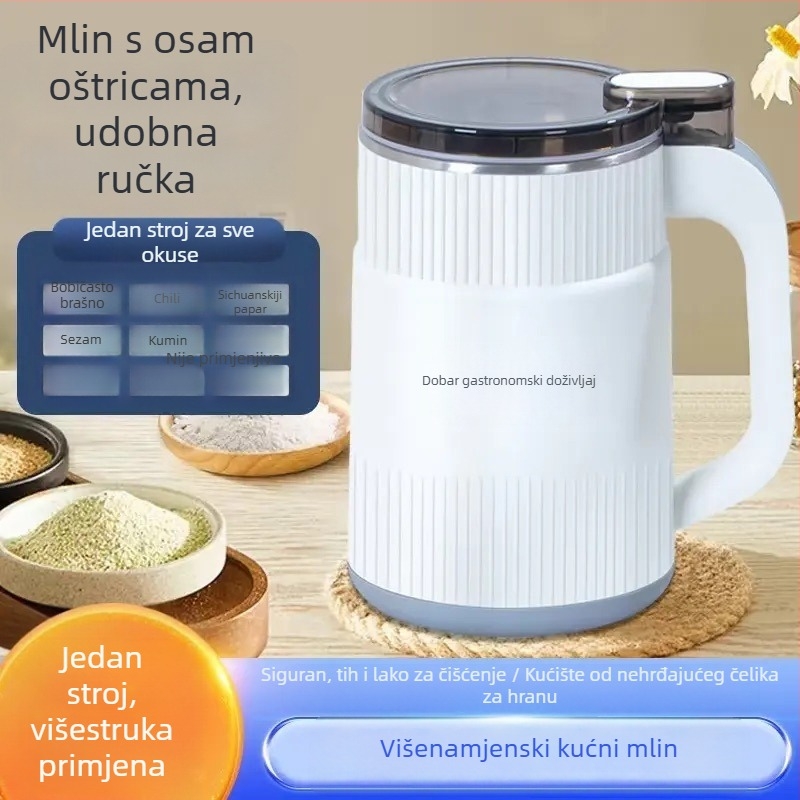 Domaći mljevenje za mokro i suho mljevenje, s 5 oštric od nehrđajućeg čelika, do 10.000 o/min, 110–240 V