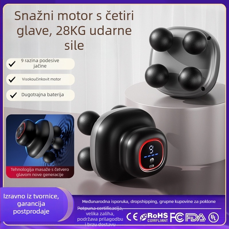 Međunarodni električni masažer s četkastim motorom, preko 5 brzina, preko 6 masažnih glavica i razina buke 46–70 dB.