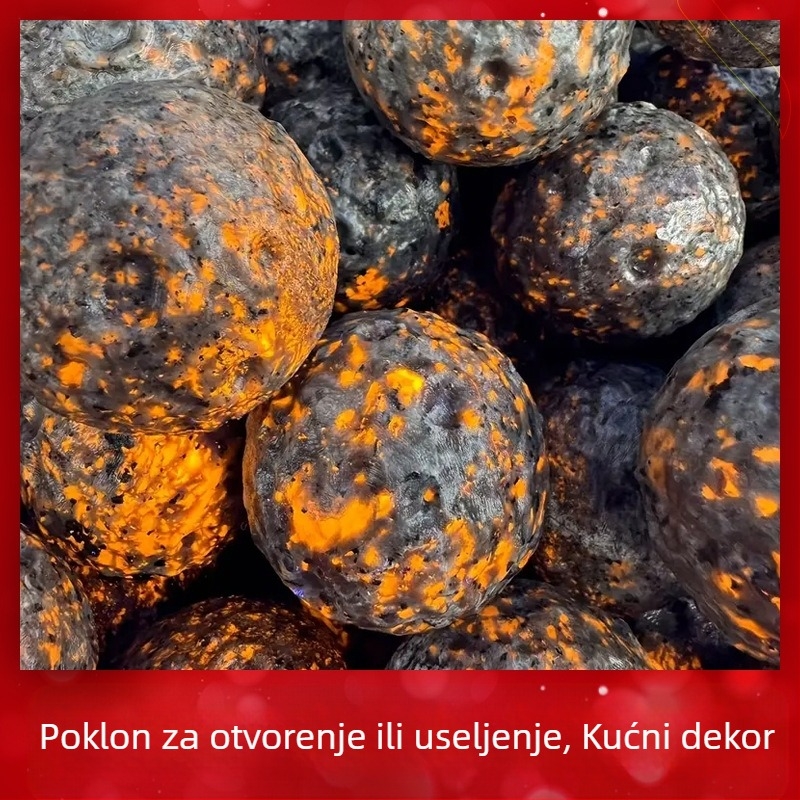 Kugla od plamenog kamena s teksturom kratera mjesečeve površine, fluorescentski mineralni ukras za stol