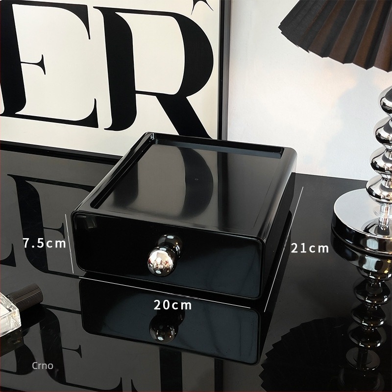 Akrilna kozmetička kutija s ladicom – stolni organizator za kozmetiku, pogodan za dnevni boravak i spavaću sobu, lagani luksuzni dizajn