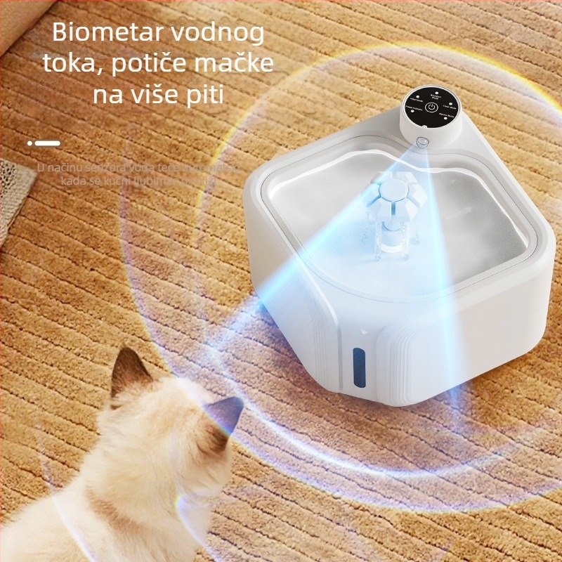 Bežična fontana za vodu za kućne ljubimce – CW-02, Senzorski ciklus, Odvojivi dizajn, Težina 896 g, Pogodno za pse i mačke, Uključuje filtracijski kartridž