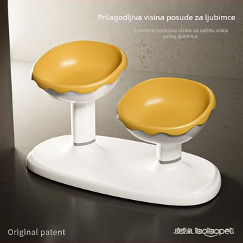 Prilagodljiva dvostruka posuda za hranu i vodu za mačke, s automatskim hranjenjem, materijal PP+ABS