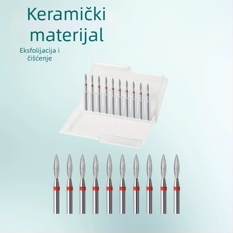 Dijamantna glava za brušenje noktiju – set od 10 komada, ruski stil predobrade