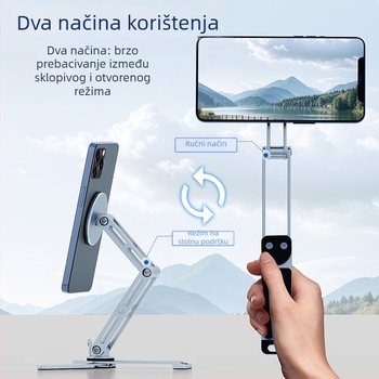 Stolni stalak za mobitele i tablete, sklopivi od aluminijske legure, kompatibilan sa selfie i livestreamom, kod x01
