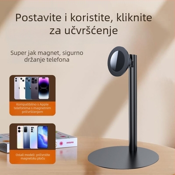 Stalak za telefon na stolu – magnetski; MagSafe kompatibilan; željezna konstrukcija; univerzalan