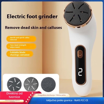 Električni pilnik za stopala – uklanja mrtvu kožu, apsorbira prašinu, vodootporan pedikerski alat – model 000, branda Neutral, lansiran 2025