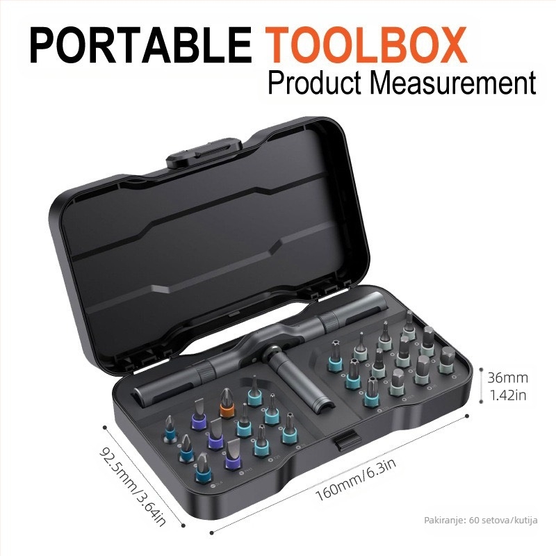 24-u-1 ratchet odvijač set za kućnu upotrebu, S2 alatna čeli bite, magnetski i izolirani, Cross/Slotted/Torx/Hex