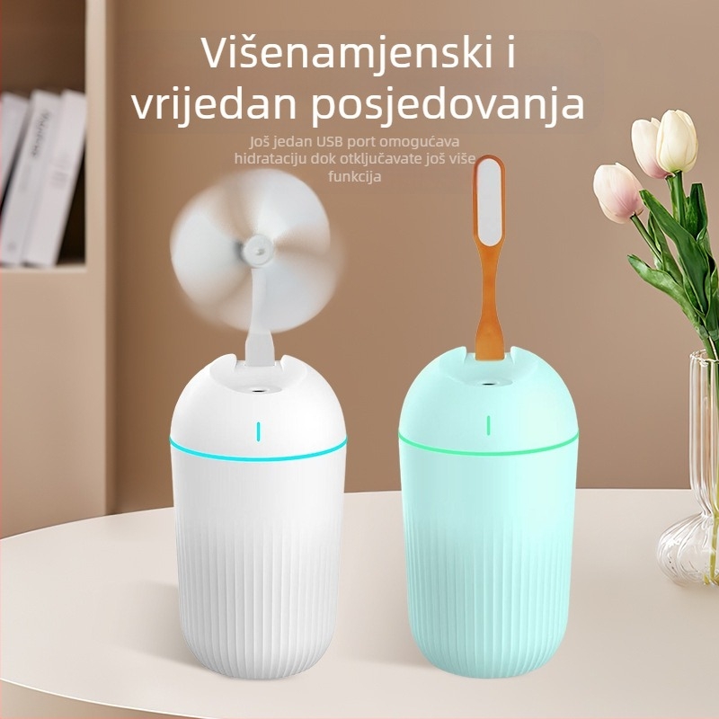 Vlaživač zraka X5, USB napajanje, spremnik 0,5 L, 1 izlaz magle, ambijentalno osvjetljenje