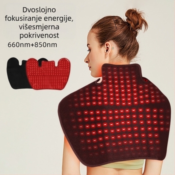 Terapijski uređaj za rame i vrat s crvenom svjetlo i infracrvenom terapijom, prijenosno za kućnu upotrebu, bez ugrađene baterije, IPX0