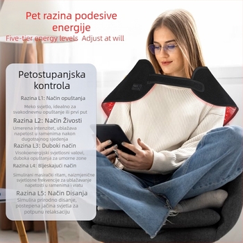 Terapijski uređaj za rame i vrat s crvenom svjetlo i infracrvenom terapijom, prijenosno za kućnu upotrebu, bez ugrađene baterije, IPX0