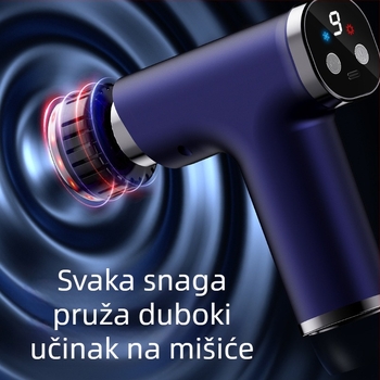 USB punjivi mišićno-fascijalni masažer s višerazinskom regulacijom, 5+ brzina, 6+ nastavaka, ugrađena baterija 1200–2000 mAh