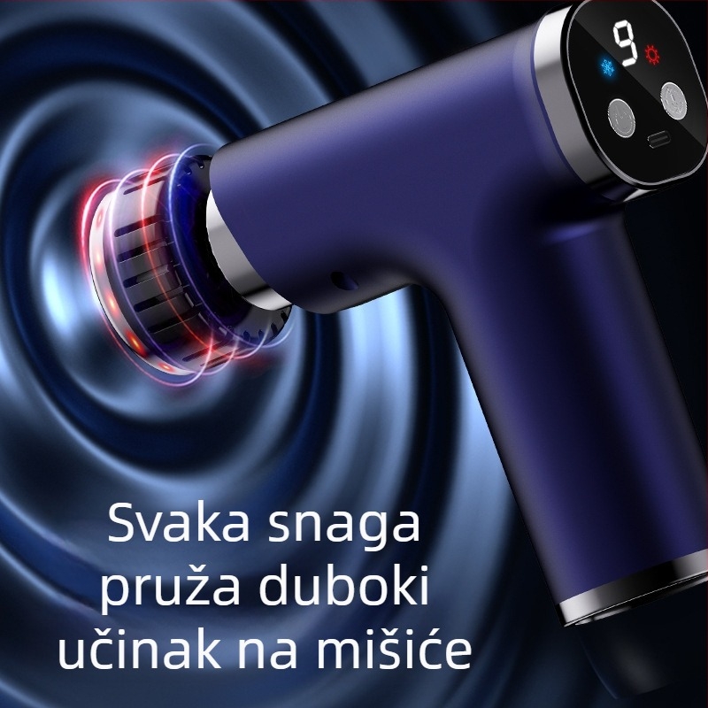 USB punjivi mišićno-fascijalni masažer s višerazinskom regulacijom, 5+ brzina, 6+ nastavaka, ugrađena baterija 1200–2000 mAh