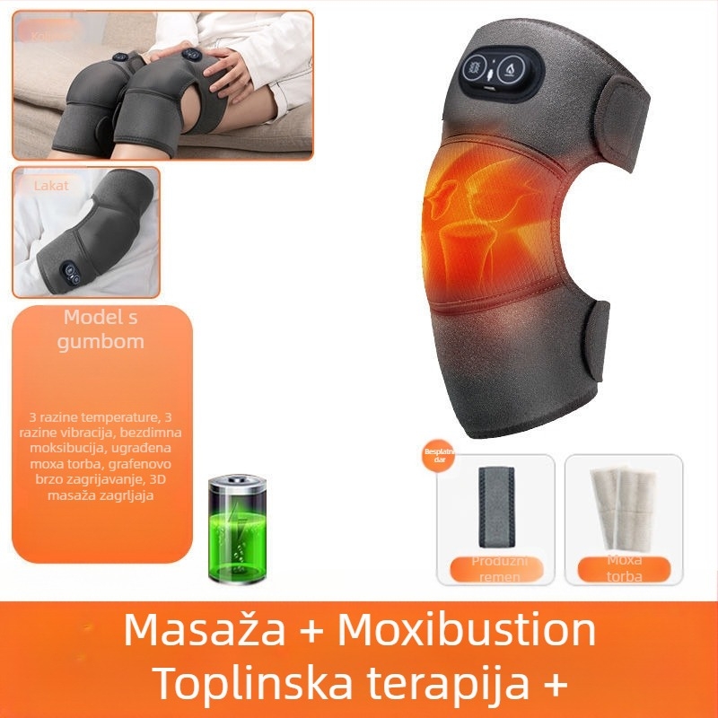 Masaža koljena s grafenskim grijanjem i toplom kompresijom, bežično upravljanje, napajanje 5V, 45–65°C, 450 g, 3 načina rada, inteligentna kontrola temperatura