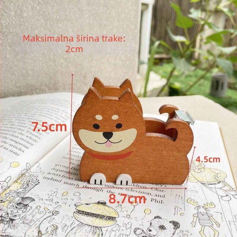 Stolni držač trake u obliku Shiba Inu, metalni, model WA041, promjer jezgre trake 15–20 mm