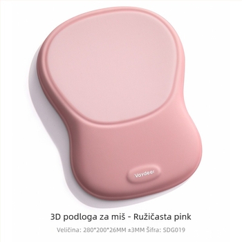 Jastučić za zglob s memorijskom pjenom za 3D podlogu miša – Crystal Wrist Rest, stolna podloga, protuklizno, OEM obrada