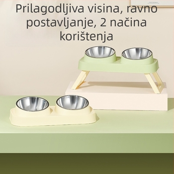 Plastična mačja dvostruka zdjela za hranjenje — oprema za hranjenje kućnih ljubimaca, marka Wangxing Street
