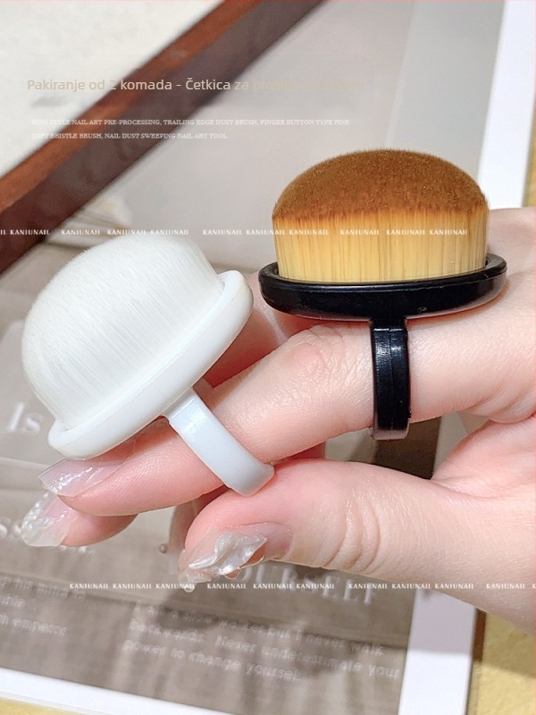 Set četkica za prašinu za nokte – prednja prstenasta četkica za prašinu, stražnja rubna četkica, fina mekana dlaka s kopčom za prst, alat za čišćenje noktiju