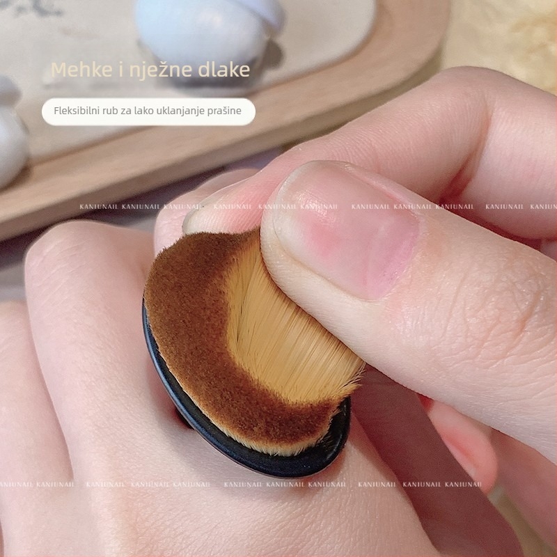 Set četkica za prašinu za nokte – prednja prstenasta četkica za prašinu, stražnja rubna četkica, fina mekana dlaka s kopčom za prst, alat za čišćenje noktiju