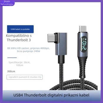 USB4 USB-C kabel, Thunderbolt 4 kompatibilan, 8K zaslon, 40Gbps, PD240W brzo punjenje