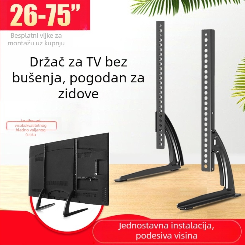 TV baza za podizanje – univerzalna bez bušenja LCD zaslon na stol KT06, čelična konstrukcija, kompatibilna sa Smart TV