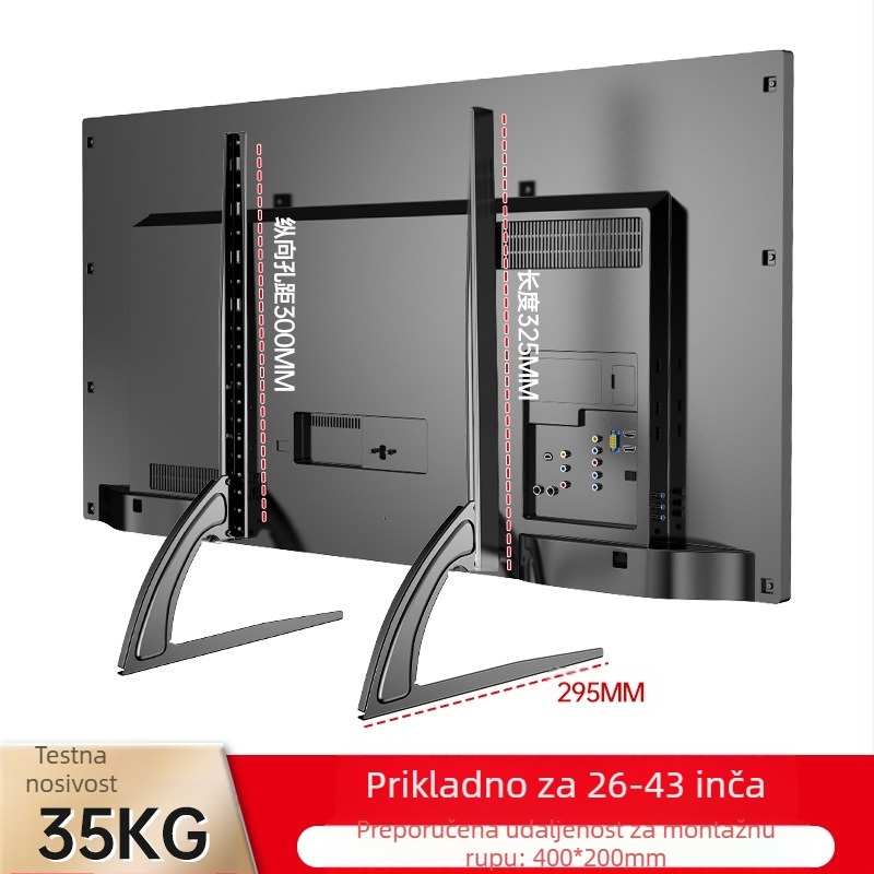 TV baza za podizanje – univerzalna bez bušenja LCD zaslon na stol KT06, čelična konstrukcija, kompatibilna sa Smart TV