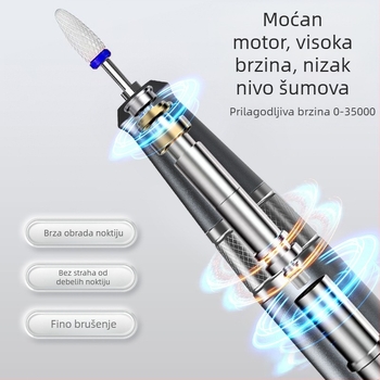 Polirni uređaj za nokte TMS-025 | Plastika, 136 g, Uključuje glavnu jedinicu, brusnu glavu, kabel za punjenje, priručnik