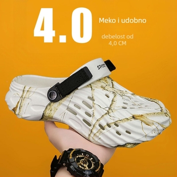 Muške papuče za plažu slip-on, prozračan EVA gornji dio, zaobljeni nos, Toe Cap, 4 cm debeli potplat