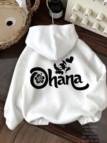 Ženski hoodie s grafikom crtanog lika, mehka fleece podstava, kapuljača s vezicom, ležeran kroj, dugi rukavi, poliester