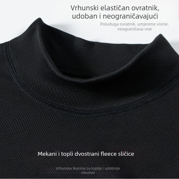 Muška termo majica s polu-visokim ovratnikom, dugih rukava, poliester s flecom, debljina 201-250 g/m²