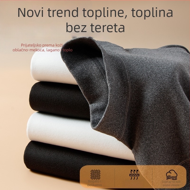 Muška termo majica s polu-visokim ovratnikom, dugih rukava, poliester s flecom, debljina 201-250 g/m²