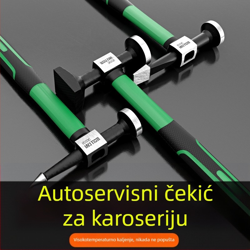 Wolffan Set alata za popravak udubljenja na automobilu – alat za oblikovanje lima, automobilska popravka, Neto težina 1000 g, Visokougljični čelik, Oštra kvadratna glava