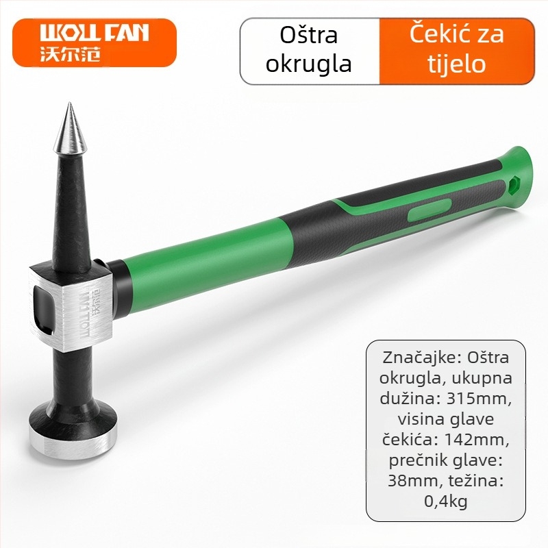 Wolffan Set alata za popravak udubljenja na automobilu – alat za oblikovanje lima, automobilska popravka, Neto težina 1000 g, Visokougljični čelik, Oštra kvadratna glava