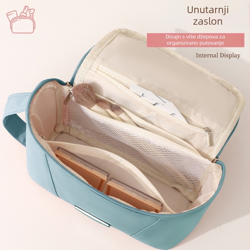 Torba za šminku - Kuboidni oblik, Poliester, Višenamjenska, Moderni minimalistički stil, Skladištenje za putovanja i kozmetiku