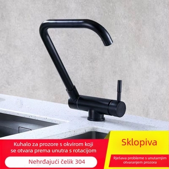 Kuhinjska slavina od nehrđajućeg čelika, model 7875, uspravna ugradnja, keramički cartridge ventil