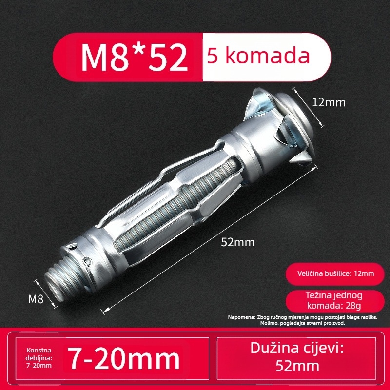Kt Vijak za suhozidnu ekspanziju za šuplje zidove i stropove | Kompatibilno sa šupljim zidovima | Model 1022137837