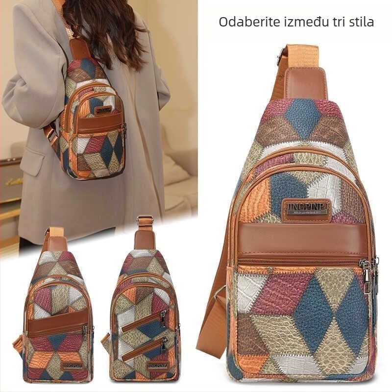 Krosbody torba od umjetne kože Snow Love Kangaroo, stil mix‑and‑match, proljeće 2025, pogodna za putovanja u slobodno vrijeme