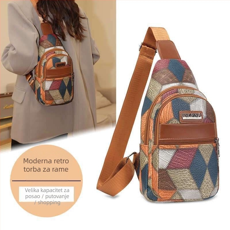 Krosbody torba od umjetne kože Snow Love Kangaroo, stil mix‑and‑match, proljeće 2025, pogodna za putovanja u slobodno vrijeme