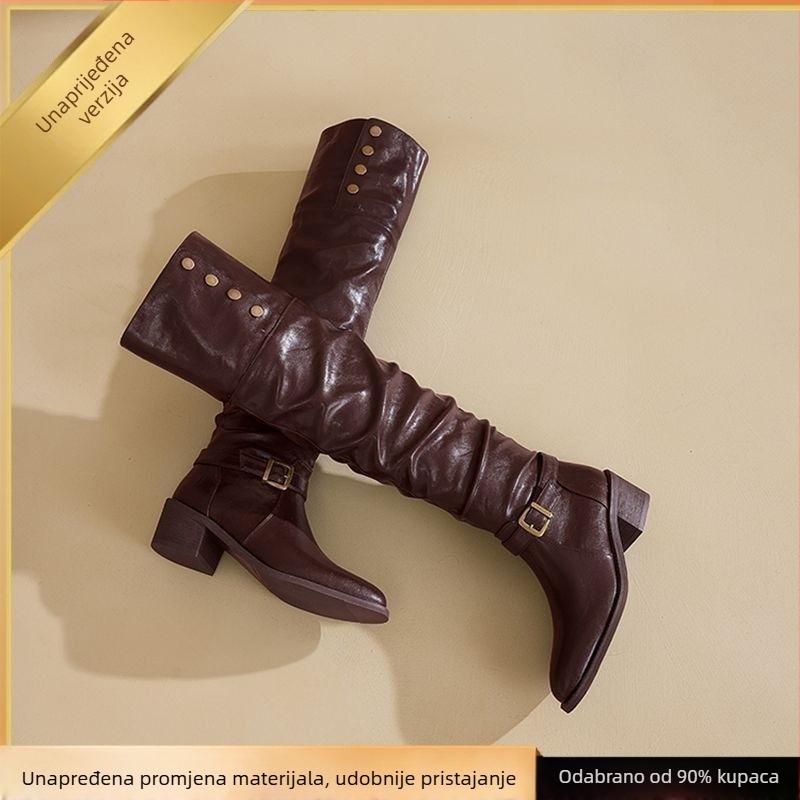 Čizme za jahanje s okruglim nosom, PU gornji dio, TPR potplat, visok shaft, slip-on